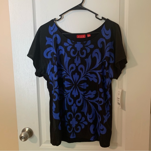 ELLE Lux Mode Rhinestone embellished blouse - Picture 1 of 7